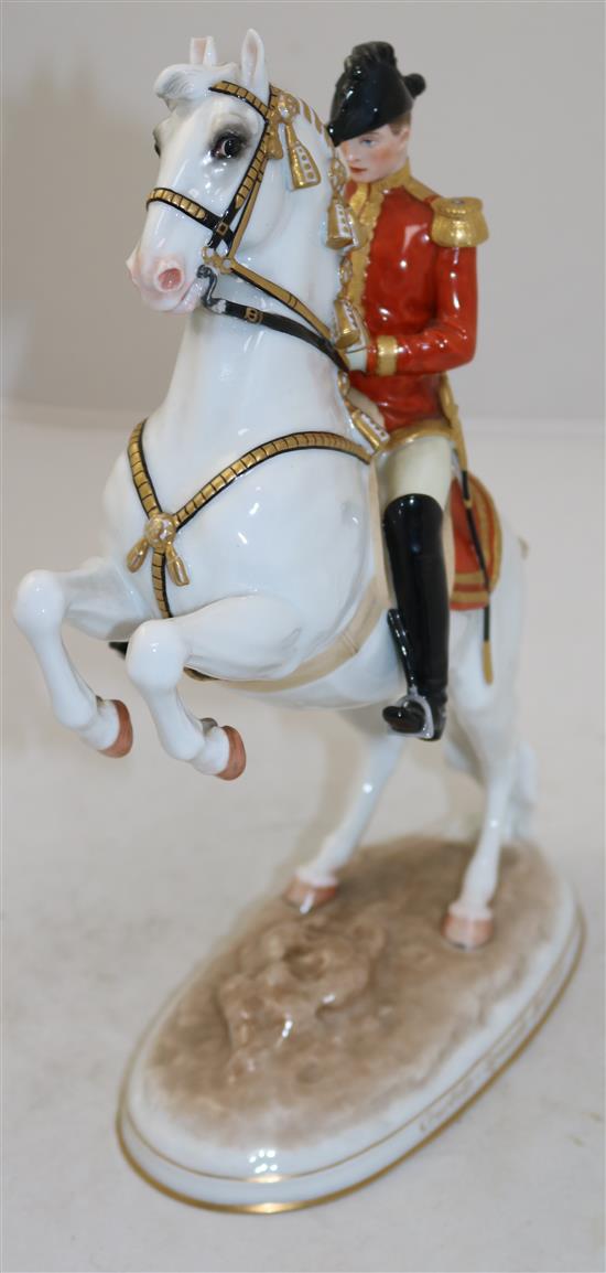 An Augarten Austria Spanish Riding School group, modelled by Dobrich, 28cm, loss to ear